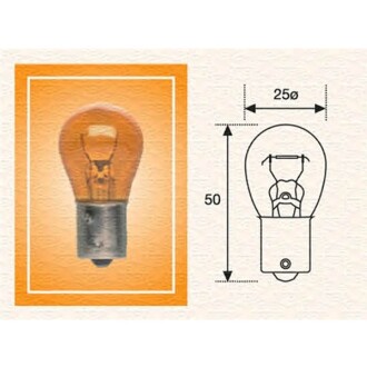Лампа розжарювання Heavy Duty 21W Amber 008568100000 (1 шт.) - MAGNETI MARELLI PY21W 24V
