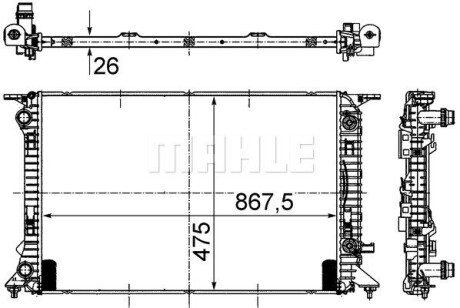 Радіатор охолодження Audi A4/A5/A6/Q3/Q5 1.4-3.0d 07-16 (АКПП) MAHLE - Knecht / Mahle CR 910 000S