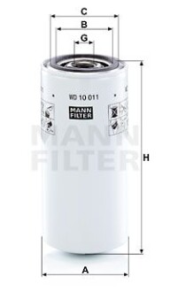 Гідравлічний фільтр (фільтр, що вгвинчується) BOBCAT 2000, 843 JOHN DEERE 1040, 1040V, 1140, 1140A, 1140V, 200 C LC, 200 LC, 230 C LC, 230 LC, 270 C LC, 2040, 2140, 2140DT, 2150 2WD, 2150 4WD - MANN WD10011