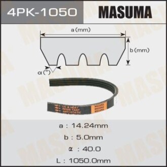 Ремінь поліклінової 4PK-1050 (4PK-1050) - MASUMA 4PK1050