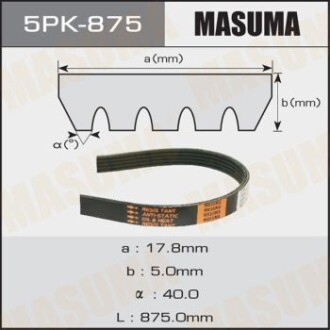 Ремінь поліклінової (5PK-875) - (96144932, 809218340, 809218350) MASUMA 5PK875