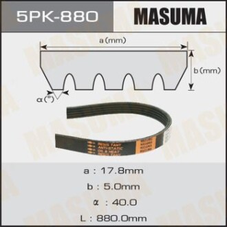 Ремень поликлиновой 5PK- 880 (5PK-880) - MASUMA 5PK880