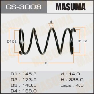 Пружина подвески передняя Mitsubishi Lancer (03-11) (CS-3008) - MASUMA CS3008