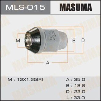 Гайка колеса 12x1.25 / під ключ = 19 мм (MLS-015) - MASUMA MLS015