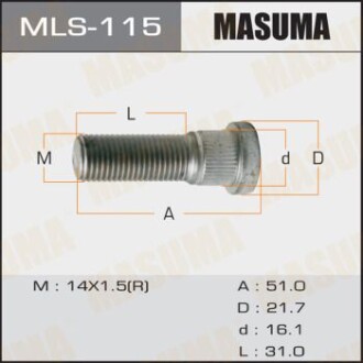 Шпилька колеса (MLS-115) - (90113SHJA01, 9094202083, 9094202077) MASUMA MLS115