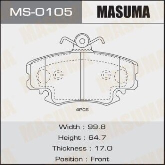 Колодки тормозные AN-4014K, P68008 передн RENAULT LOGAN MCV II 1.5 dCi (MS-0105) - MASUMA MS0105