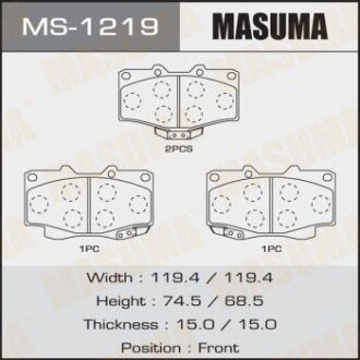 Колодки тормозные передн AN-303WK, NP1098, P83009 - MASUMA MS1219