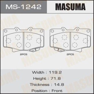 Колодки тормозные передн AN-336WK, NP1043, P83025 - (04465YZZ53, 0446560020) MASUMA MS1242