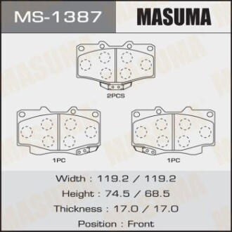 Колодки тормозные AN-458WK, NP1098, P83009 передн TOYOTA FORTUNER (MS-1387) - MASUMA MS1387