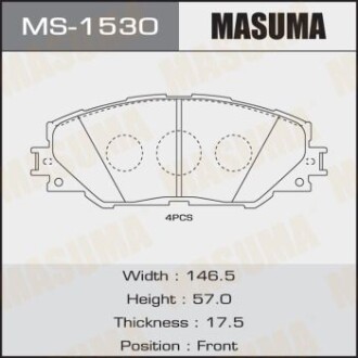 Колодки гальмівні передн Toyota Auris (10-), RAV 4 (05-16) (MS-1530) - MASUMA MS1530