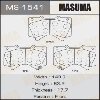 Колодки тормозные передн Lexus LX570/ Toyota Land Cruiser (07-) (MS-1541) - MASUMA MS1541