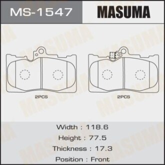 Колодки гальмівні (MS-1547) - (0446550250, 0446550240, 044650W060) MASUMA MS1547