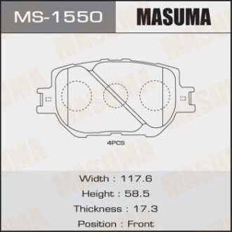 Гальмівні колодки передня AN-636K, NP1021, P83054 - MASUMA MS1550