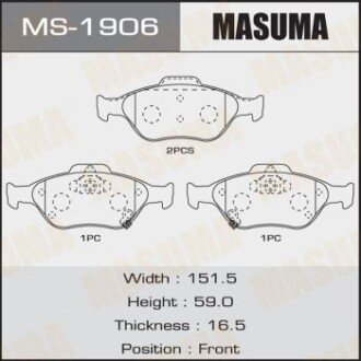 Колодки тормозные передн AN-8060WK, NP1129, P83085 - MASUMA MS1906