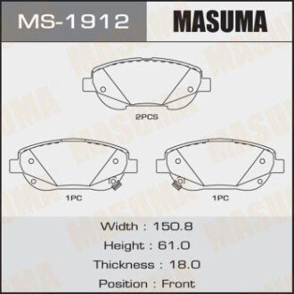 Колодки тормозные передн AN-8196WK, NP1158, P83148 - MASUMA MS1912