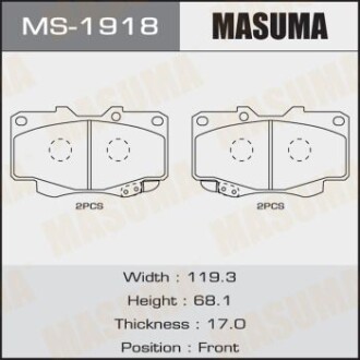 Колодки тормозные передн Toyota Hilux (05-12) (MS-1918) - (044650K060, 0446504030, 0446504050) MASUMA MS1918