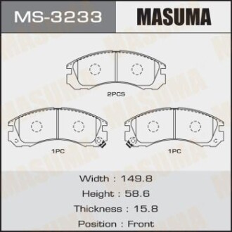 Колодки гальмівні передн Mitsubishi L200 (00-08), Lancer (08-12), Pajero Sport (-09) (MS-3233) - MASUMA MS3233