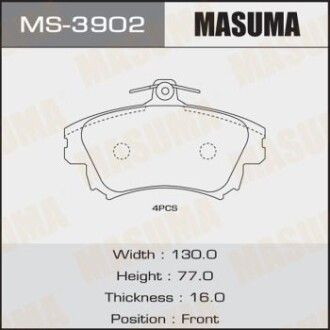 Колодки гальмівні (MS-3902) - (30630555, 30630612, 30850976) MASUMA MS3902