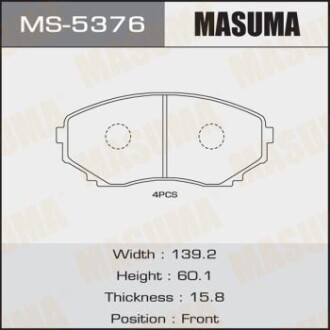 Колодки тормозные передн Mazda CX-7 (06-11), CX-9 (09-12) (MS-5376) - MASUMA MS5376