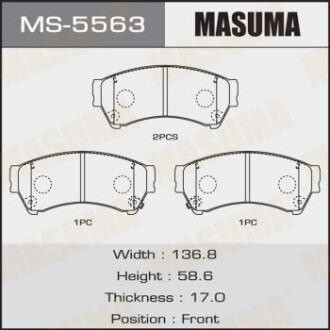 Колодки тормозные передн Mazda 6 (07-12) (MS-5563) - (gsyd3328za, gpyb3323zd, gpyb3323ze) MASUMA MS5563