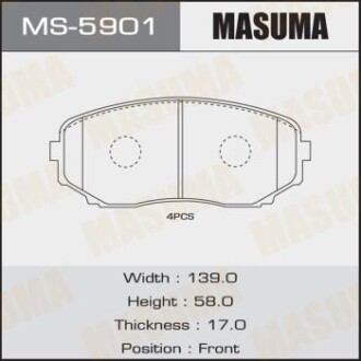 Колодки гальмівні передн Mazda CX-7 (07-12), CX-9 (17-) (MS-5901) - MASUMA MS5901