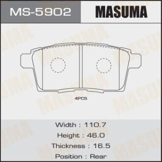 Колодки тормозные задн Mazda CX-7 (06-11), CX-9 (08-12) (MS-5902) - MASUMA MS5902