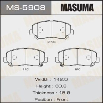 Колодки гальмівні передн Mazda CX-5 (11-) (MS-5908) - (k0Y13328ZA, KDY93328Z, K0Y13328ZB) MASUMA MS5908 (фото 1)