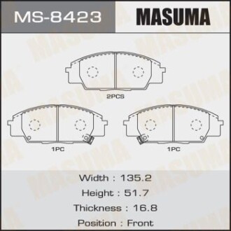 Колодки тормозные передн HONDA CIVIC VIII, FR-V (MS-8423) - (06450S5TE00, 06450S2AE50, 45022S2AE01) MASUMA MS8423