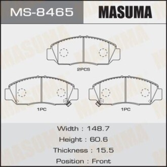 Колодки тормозные передн Honda Accord (02-05), Civic (06-11), FR-V (05-09) (MS-8465) - MASUMA MS8465