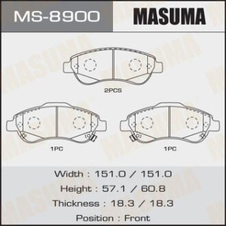 Колодки гальмівні передн Honda CR-V (07-16) (MS-8900) - MASUMA MS8900