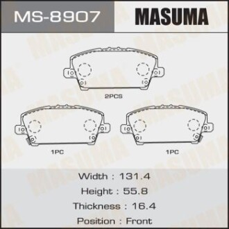 Колодки тормозные передн HONDA CIVIC IX (MS-8907) - (45022SMGE00, 45022SMGE01, 45022SMGE50) MASUMA MS8907