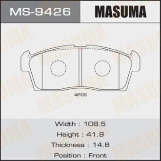 Колодки тормозные (MS-9426) - (v9118S016, V9118A096, AY040SU008) MASUMA MS9426