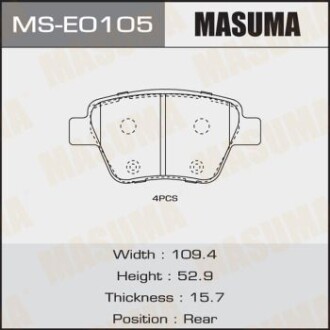 Колодки тормозные передн VW GOLF VII (MS-E0105) - MASUMA MSE0105