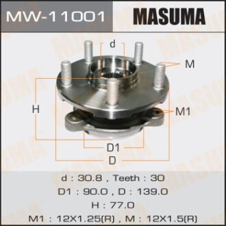 Ступица колеса переднего в сборе с подшипником Toyota Auris (06-15), Avensis (08-15), Corolla (06-13), RAV 4 (05-) (MW-11001) - (4355042020, 4355042010, 4355028030) MASUMA MW11001 (фото 1)