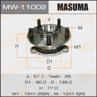 Маточина колеса переднього у зборі з підшипником Toyota Auris (06-), Avensis (11-), Corolla (06-), RAV 4 (05-) (MW-11002) - (4355002020, 4355002080, 435500R020) MASUMA MW11002