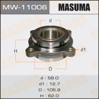 Маточина колеса переднього у зборі з підшипником Toyota Land Cruiser (07-), Sequoia (07-17) (MW-11006) - (4357060031, 435700C010, 4357060030) MASUMA MW11006