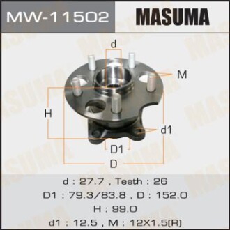 Маточина колеса заднього у зборі з підшипником Lexus RX 350 (05-09)/ Toyota Highlander (10-13), Venza (09-16) (MW-11502) - (4241048040, 4241048041, 424100E020) MASUMA MW11502