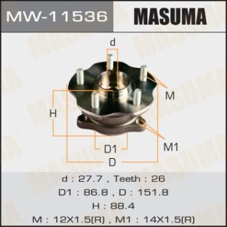 Ступица колеса задн RX450H, RX200T / GYL15L, AGL25L (MW-11536) - MASUMA MW11536