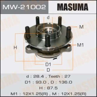 Маточина колеса переднього у зборі з підшипником Infinity FX 35 (02-12) G 37 (08-), M 37 (10-) 4WD (MW-21002) - (40202EJ70B, 402024GE0A, 40202CG11B) MASUMA MW21002