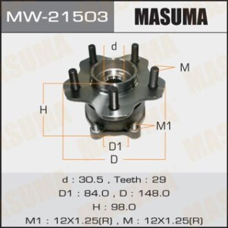 Маточина колеса заднього у зборі з підшипником Nissan Murano (04-08), Teana (03-13) (с ABS) (MW-21503) - MASUMA MW21503