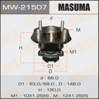 Маточина колеса заднього у зборі з підшипником Nissan Tida (07-) (с ABS) (MW-21507) - MASUMA MW21507