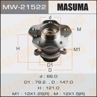 Ступица колеса заднего в сборе с подшипником Nissan Qashqai (13-) 2WD (с ABS) (MW-21522) - MASUMA MW21522