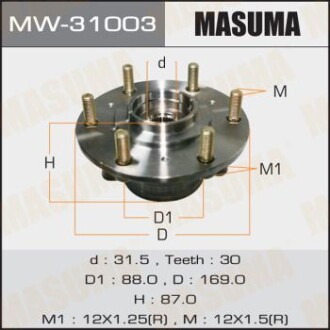 Ступица колеса переднего в сборе с подшипником Mitsubishi L200 (07-), Pajero Sport (08-) (MW-31003) - MASUMA MW31003