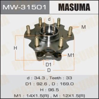 Маточина колеса заднього у зборі з підшипником Mitsubishi Pajero (06-) (MW-31501) - MASUMA MW31501