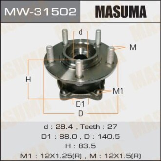 Ступица колеса заднего в сборе с подшипником Mitsubishi Outlander (06-12) 4WD (с ABS) (MW-31502) - MASUMA MW31502