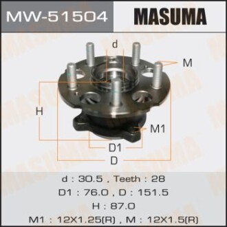 Маточина колеса (MW-51504) - (42200STK951, 42200SWNP01, 42200SZP951) MASUMA MW51504