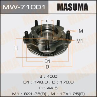 Маточина колеса переднього у зборі з підшипником Suzuki Grand Vitara (-05) (MW-71001) - (4340165D10, 4340165D10S1) MASUMA MW71001