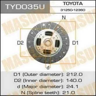 Диск сцепления 212*140*21*24.1 TOYOTA AURIS - (3125010070, 3125052090, 3125010210) MASUMA TYD035