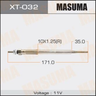 Свічка розжарення (XT-032) - (198500L010, 1985027010, 1985030010) MASUMA XT032