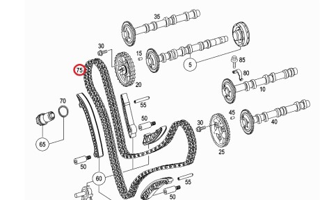 Ланцюг двигуна, шарнірний, роликовий Mercedes - MERCEDES-BENZ 0009936376